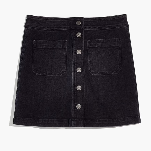 NWT - Madewell Stretch Denim A-Line Mini Skirt in Black Frost - Size 0 - Picture 2 of 7